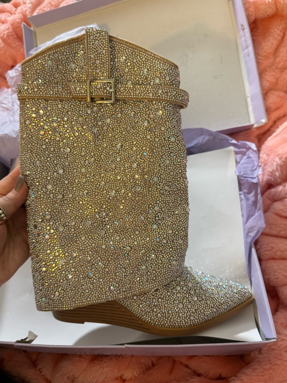 BRAND NEW! Madden Girl Joe-R Blush Multi Bling Boots Sz. 8 $140 retail!